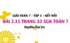 Bài 2.11 SGK Toán 7 tập 1 Kết nối tri thức